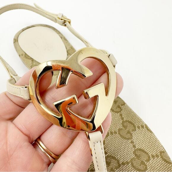 Gucci Double G Heart Monogram Thong Flat Sandals - Picture 7 of 11